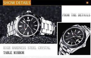 Planet Gates silver black Mens Watches Top Luxury Brand  Men Full Steel Watches Quartz Watch Analog Waterproof Sports Army Military WristWatch