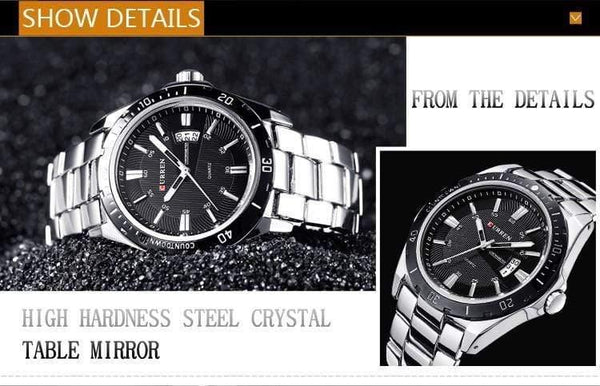 Planet Gates silver black Mens Watches Top Luxury Brand  Men Full Steel Watches Quartz Watch Analog Waterproof Sports Army Military WristWatch