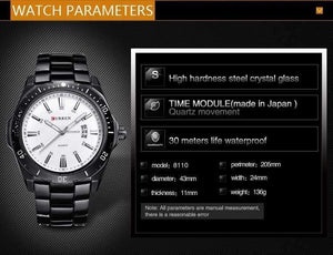 Planet Gates silver black Mens Watches Top Luxury Brand  Men Full Steel Watches Quartz Watch Analog Waterproof Sports Army Military WristWatch