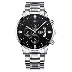 Planet Gates Silver Black Steel Men Watches Luxury Famous Top Brand Men's Fashion Casual Dress Watch Military Quartz Wristwatches Saat