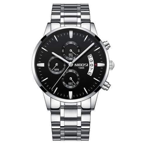 Planet Gates Silver Black Steel Men Watches Luxury Famous Top Brand Men's Fashion Casual Dress Watch Military Quartz Wristwatches Saat