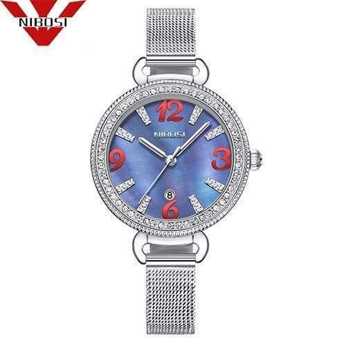 Planet Gates Silver Blue Alloy Women Watch Ladies Fashion Gold Alloy Bracelet Quartz Watches Casual Lady Waterproof Wristwatch Relogio Feminino