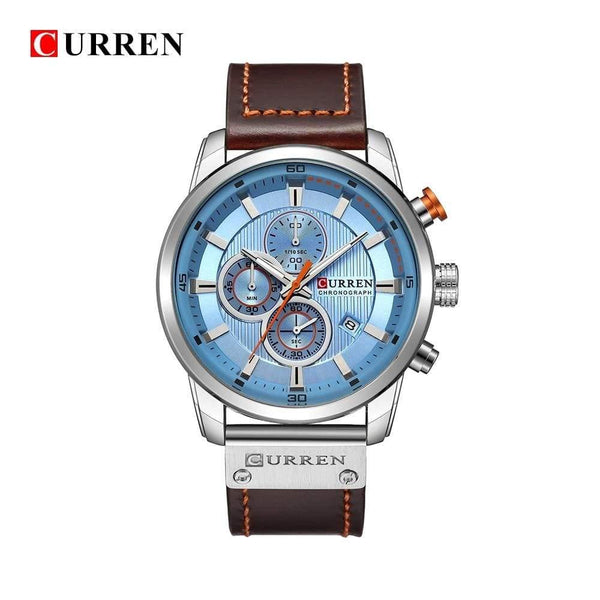 Planet Gates silver blue Fashion Leather Strap Quartz Men Watches Casual Date Business Male Wristwatches Clock Montre Homme
