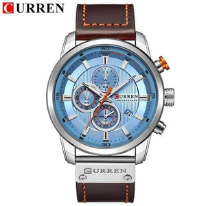 Planet Gates silver blue Fashion Leather Strap Quartz Men Watches Casual Date Business Male Wristwatches Clock Montre Homme