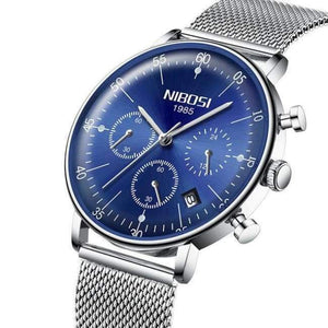 Planet Gates Silver blue m Montre Homme 2018 NIBOSI Men Watches Luxury Famous Top Brand Business Casual Creative Mesh Strap Quartz Watch Relogio Masculino