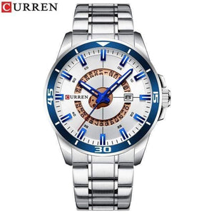 Planet Gates silver blue Men's Watch Blue Dial Stainless Steel Water Resistant Man Watches Luxury Business Analog Quartz Mens Watches Fashion