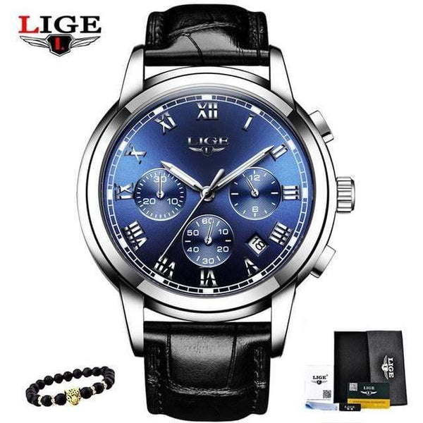 Planet Gates silver blue Men's Watches Military Luxury Brand Watch Mens Quartz Stainless Steel Clock Fashion Chronograph Watch Man Relogio Masculino