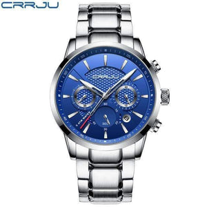 Planet Gates silver blue Men Watch 30m Waterproof Mens Watches Top Brand Luxury Steel Watch Chronograph Male Clock Saat relojes hombre