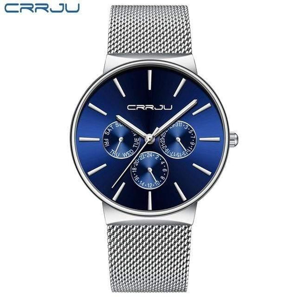 Planet Gates silver blue Men Watches Waterproof Ultra Thin Date Wrist Watch Male Mesh Strap Casual Quartz Clock