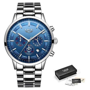 Planet Gates Silver Blue Relojes 2018 Watch Men LIGE Fashion Sport Quartz Clock Mens Watches Top Brand Luxury Business Waterproof Watch Relogio Masculino