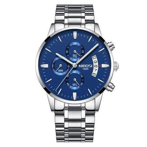 Planet Gates Silver Blue Steel Men Watches Luxury Famous Top Brand Men's Fashion Casual Dress Watch Military Quartz Wristwatches Saat