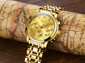 Planet Gates silver blue steel Watches Men Luxury Brand LIGE Chronograph Men Sports Watches Waterproof Full Steel Quartz Men's Watch Relogio Masculino