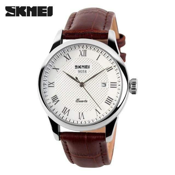 Planet Gates silver brown Mens Watches Top Brand Luxury Quartz Watch Skmei Fashion Casual Business Wristwatches Waterproof Male Watch Relogio Masculino