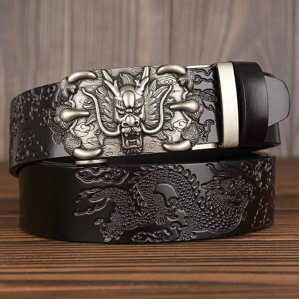 Men Belt Genuine Leather New High Quality Cowhide Handmade Men Waistbands Chinese Dragon Pressed Straps Male Designer Belts