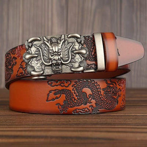 Men Belt Genuine Leather New High Quality Cowhide Handmade Men Waistbands Chinese Dragon Pressed Straps Male Designer Belts - Planet Gates