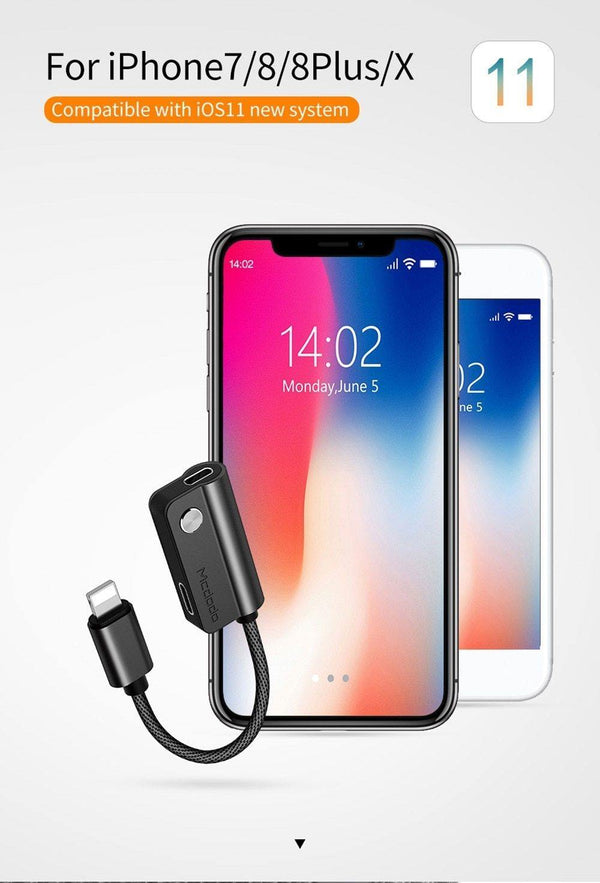 Planet Gates Silver Cable Adapter for Lightning To For Lightning For iPhone X 8 7 Plus Earphone Cable Audio Cable Charging Calling Data music