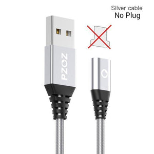 Planet Gates Silver cable No Plug / 1M PZOZ Magnetic Cable Micro usb Type C Fast Charging Adapter Phone Microusb Type-C Magnet Charger usb c For iphone Samsung xiaomi