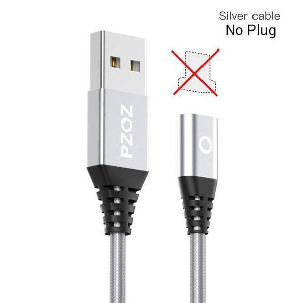 Planet Gates Silver cable No Plug / 1M PZOZ Magnetic Cable Micro usb Type C Fast Charging Adapter Phone Microusb Type-C Magnet Charger usb c For iphone Samsung xiaomi