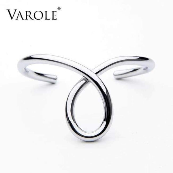 Planet Gates Silver Color VAROLE Simple Lines Exaggerated Bracelets & Bangles for Women Cuff Bangle Gold/Silver Colors Noeud Armband Pulseiras
