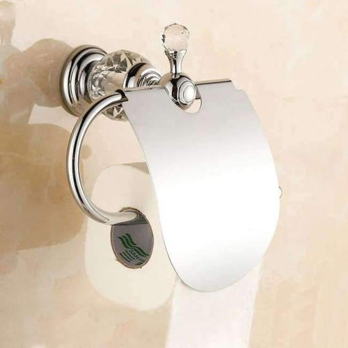 Planet Gates Silver Crystal Diamond Tissue Box Polished Brass Toilet Paper Holder Roll Holder Bathroom Accessories products HG01