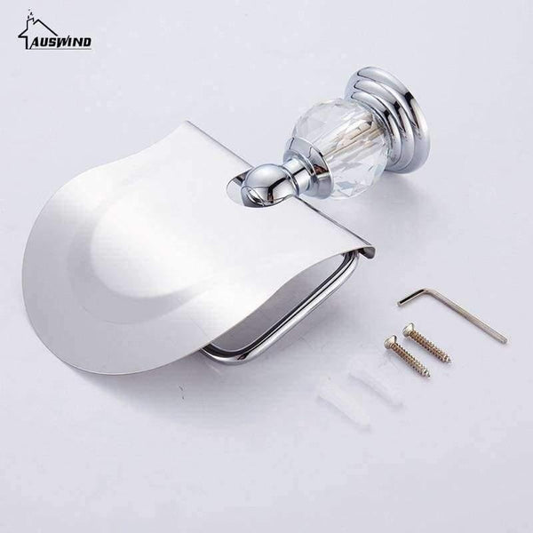 Planet Gates Silver Crystal Diamond Tissue Box Polished Brass Toilet Paper Holder Roll Holder Bathroom Accessories products HG01