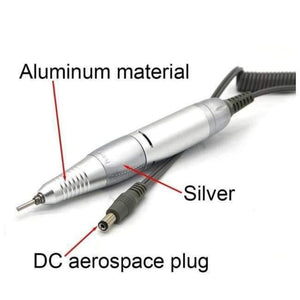 Planet Gates Silver-DC-A Nail Drill Handle Handpiece For Electric Nail Art Manicure + Pedicure Drill Machine Accessory Tool DC 3V-DC 18V 1A