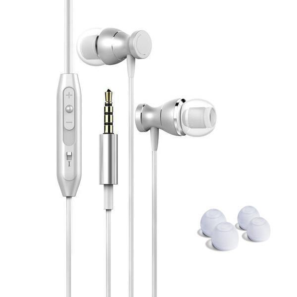 Planet Gates Silver Earphone In-Ear Earphone Headset In-line Control Magnetic Clarity Stereo Sound With Mic Earphones For iPhone Mobile Phone MP3 MP4