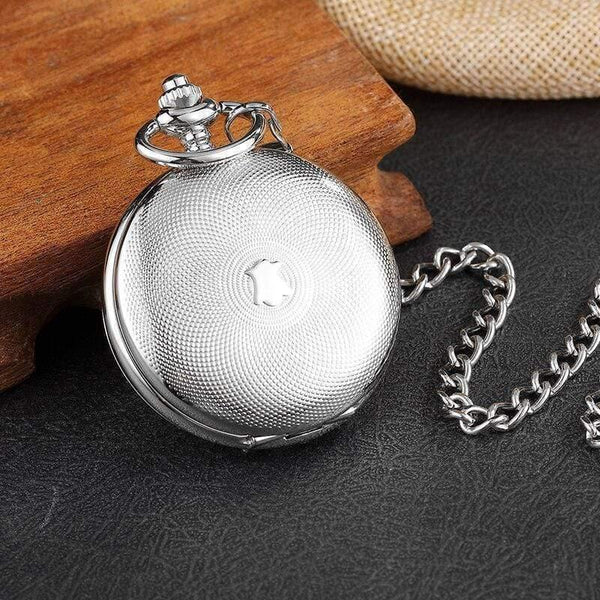 Planet Gates Silver Engraved Silver Case Mechanical Pocket Watch Double Flip Cover Skeleton Steampunk Pendent Necklace Clock Fob Watches