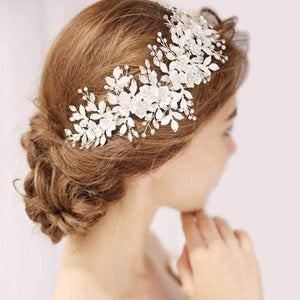 Planet Gates Silver Floral Bridal Headpiece Tiara Wedding Hair Accessories Hair Vine Handmade Headband Hair Jewelry For Bride