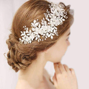 Planet Gates Silver Floral Bridal Headpiece Tiara Wedding Hair Accessories Hair Vine Handmade Headband Hair Jewelry For Bride