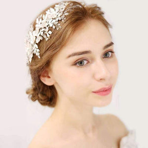 Planet Gates Silver Floral Bridal Headpiece Tiara Wedding Hair Accessories Hair Vine Handmade Headband Hair Jewelry For Bride