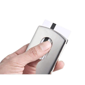 Planet Gates silver foil / Australia Tapp Collections Stainless Steel Wallet Business Name Credit Id Card Holder Case