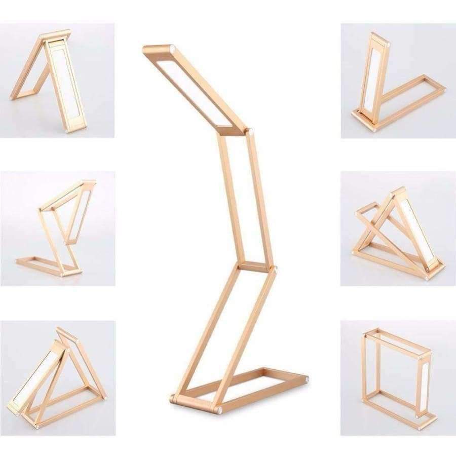 Planet Gates Srebrna składana lampa biurkowa LED z akumulatorem, przenośna, ściemnialna, do nauki, do czytania na łóżku, ze stopu aluminium, z czujnikiem dotykowym i funkcją rollover