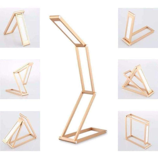 Planet Gates Silver Folding Book Light Rechargeable LED Desk Lamp Portable Dimmable Study Table Bed Reading Aluminum Alloy Touch Sensor Roll Over