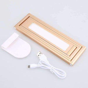 Planet Gates Silver Folding Book Light Rechargeable LED Desk Lamp Portable Dimmable Study Table Bed Reading Aluminum Alloy Touch Sensor Roll Over