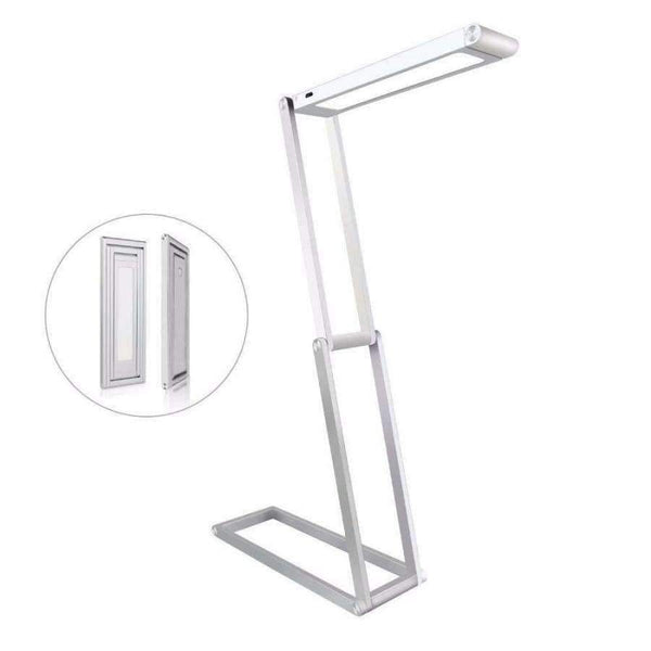 Planet Gates Silver Folding Book Light Rechargeable LED Desk Lamp Portable Dimmable Study Table Bed Reading Aluminum Alloy Touch Sensor Roll Over