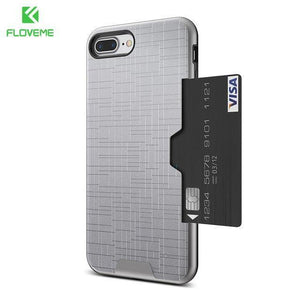 Planet Gates Silver / For iPhone 7 FLOVEME Card Slot Phone Case For iPhone 7 Luxury Wallet Mobile Accessories For iPhone 8 6 6s 7 Plus Cases For iPhone X XS MAX XR