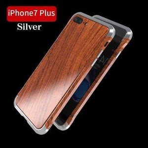 Planet Gates silver / For iPhone 7plus iPhone 7 Plus Case Luxury Accessory Brand Aluminum Metal Frame+Wood Armor Protective Shockproof Back Phone Case Cover Capa