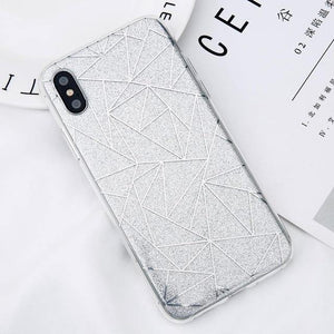 Planet Gates Silver / For iPhone X USLION Glitter Bling Powder Phone Case For iPhone X Geometric Lines Hard PC Back Cover Cases For iPhone 8 7 6 6s Plus 5 5s SE