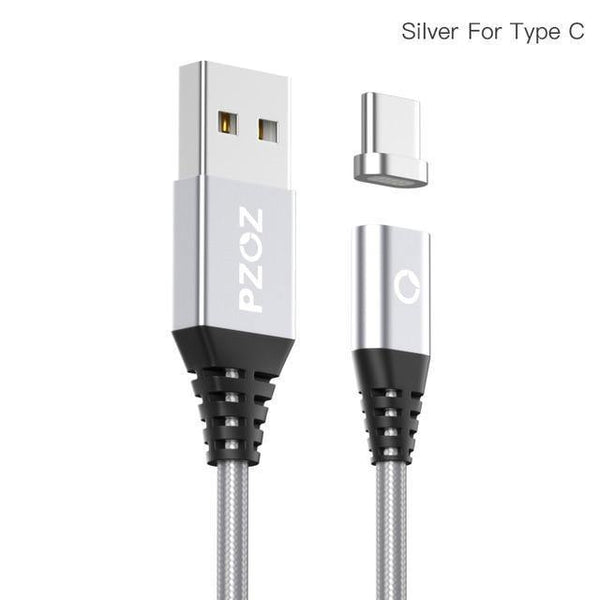 Planet Gates Silver For Type C / 2M PZOZ Magnetic Cable Micro usb Type C Fast Charging Adapter Phone Microusb Type-C Magnet Charger usb c For iphone Samsung xiaomi