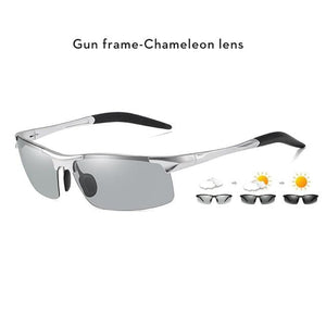 Planet Gates Silver frame Aluminum Rimless Photochromic Sunglasses Men Polarized Day Night Driving Glasses Chameleon Anti-Glare gafas de sol hombre