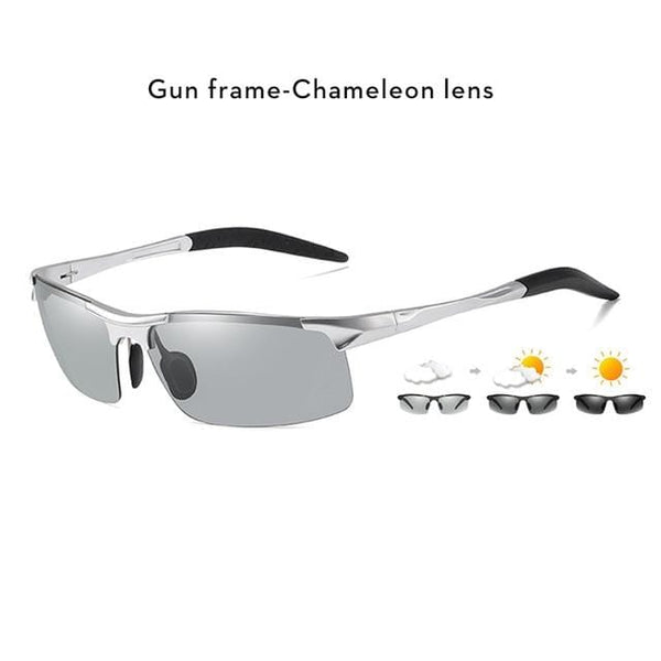 Planet Gates Silver frame Aluminum Rimless Photochromic Sunglasses Men Polarized Day Night Driving Glasses Chameleon Anti-Glare gafas de sol hombre