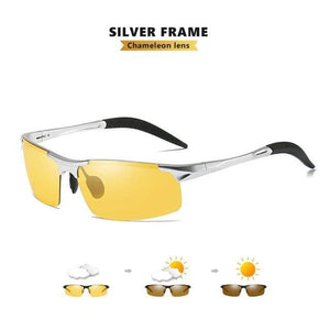 Planet Gates Silver frame-yellow Anti-glare Day Night Vision Glasses For Driving Men Polarized Sunglasses Photochromic Driver Goggles Glasses zonnebril heren