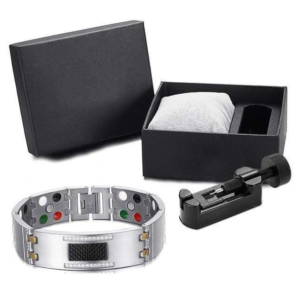 Planet Gates silver gold set Fashion Exquisite Crystal Magnetic Titanium Bracelets Bangles for Men Germanium Tourmaline Male Health Wristband