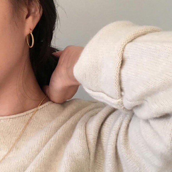 Planet Gates Silver Gold Twist Round Hoop Earrings For Women Genuine 925 Sterling Silver Circle Earrings for Women Couple Earring Ear