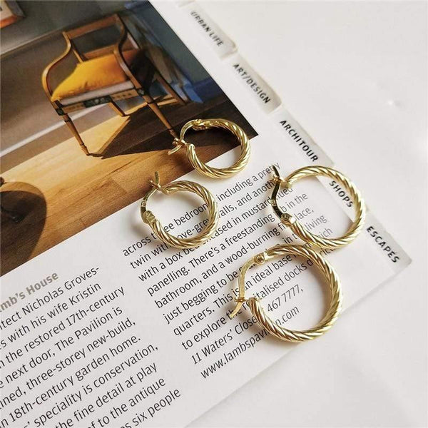 Planet Gates Silver Gold Twist Round Hoop Earrings For Women Genuine 925 Sterling Silver Circle Earrings for Women Couple Earring Ear
