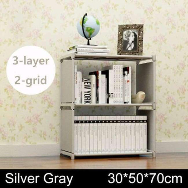 Planet Gates silver gray 2 grids Multilayer Bookshelf non-woven bookcase Organizer storage Shelf simple floor rack Home decoracion Living Room Furniture