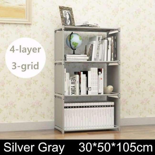 Planet Gates silver gray 3 grids Multilayer Bookshelf non-woven bookcase Organizer storage Shelf simple floor rack Home decoracion Living Room Furniture