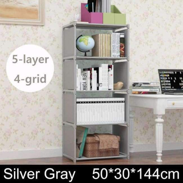 Planet Gates silver gray 4 grids Multilayer Bookshelf non-woven bookcase Organizer storage Shelf simple floor rack Home decoracion Living Room Furniture
