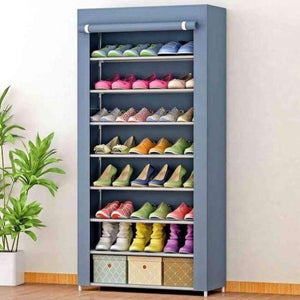 Planet Gates Silver Gray Simple Shoe Cabinet Assembly Non-woven Stainless Steel Large Shoe Organizer removable Shoes Storage Rack for home furniture